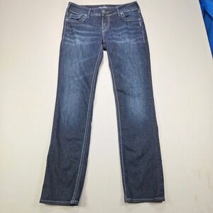 Silver Jeans Suki Mid Straight Fluid Denim Dark Wash Women W30 L32